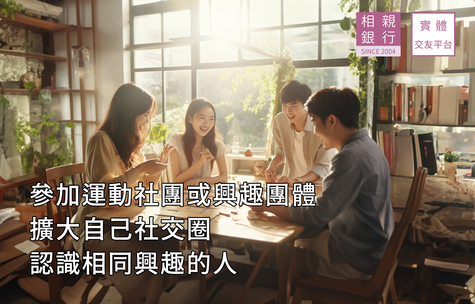 參加運動社團或興趣團體，擴大自己社交圈，認識相同興趣的人